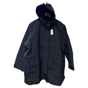 Lands' End Women's 3X Black Waterproof Insulated Hooded Parka Coat Fleece Lined